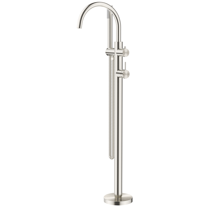 Mica Brushed Nickel Freestanding Bath Mixer with Hand Shower