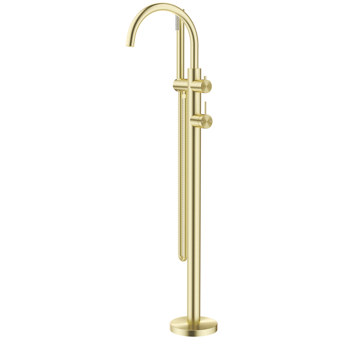 Mica French Gold Freestanding Bath Mixer with Hand Shower