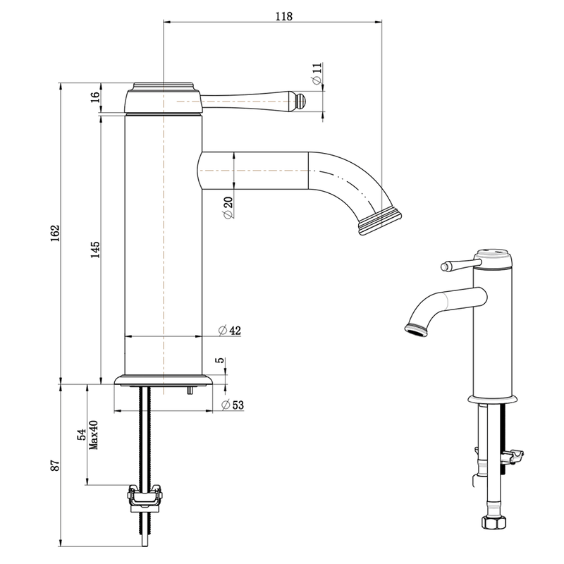 Mica Chrome Heritage Basin Mixer