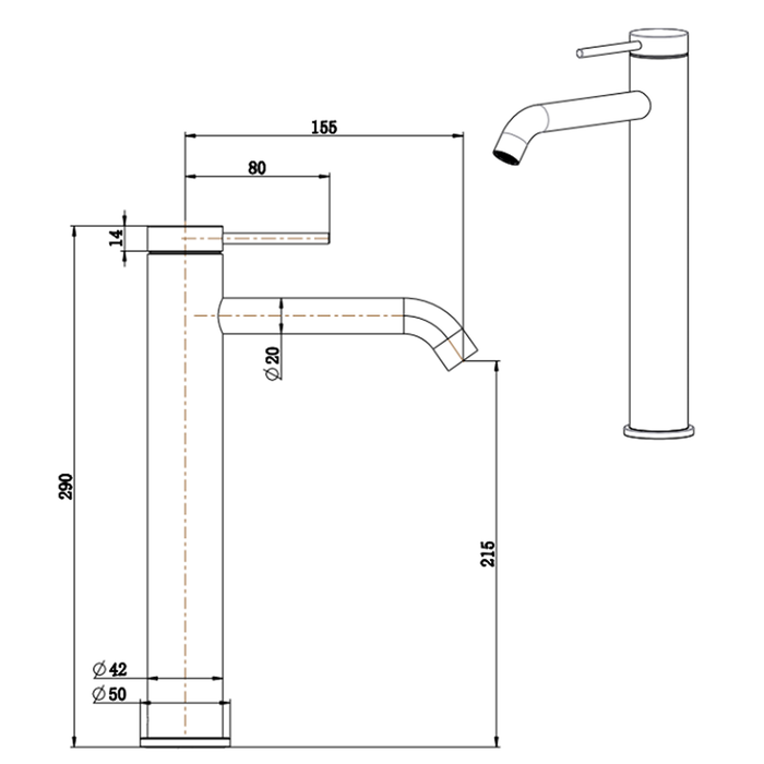 Mica French Gold Tall Basin Mixer