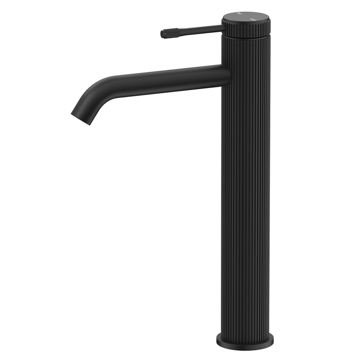 Mica Fluted Matte Black Tall Basin Mixer