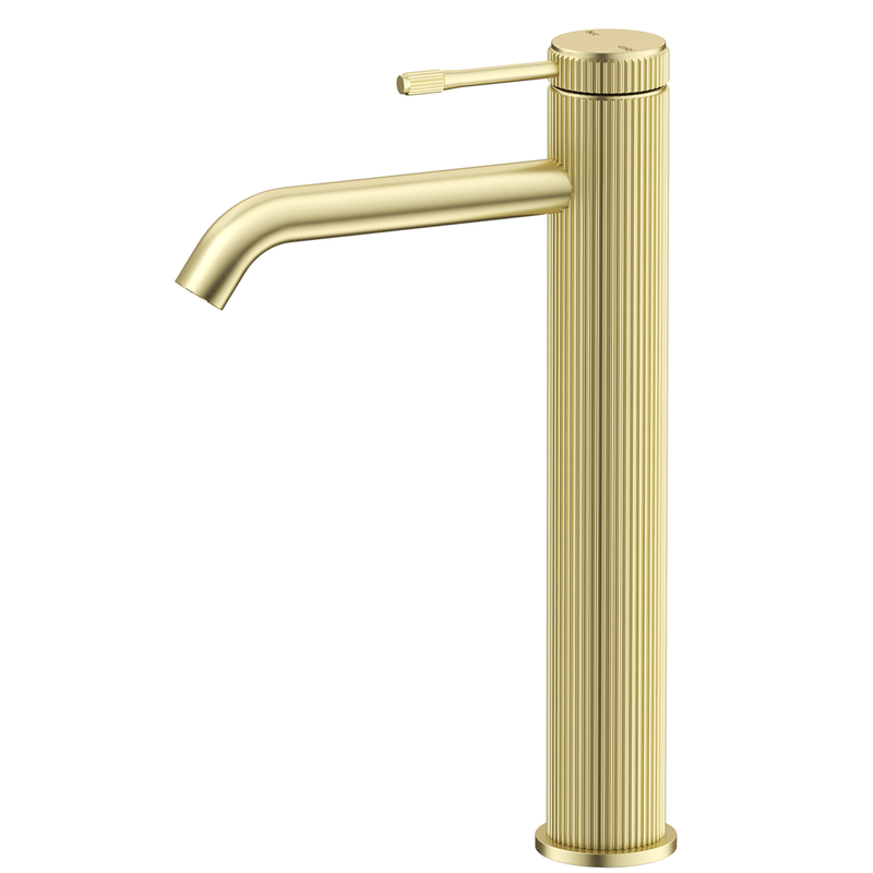 Mica Fluted French Gold Tall Basin Mixer