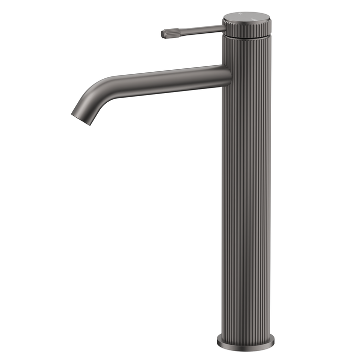 Mica Fluted Gun Metal Tall Basin Mixer