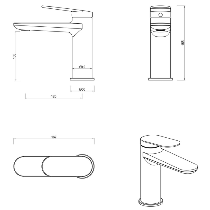 Lantra Matte Black Basin Mixer