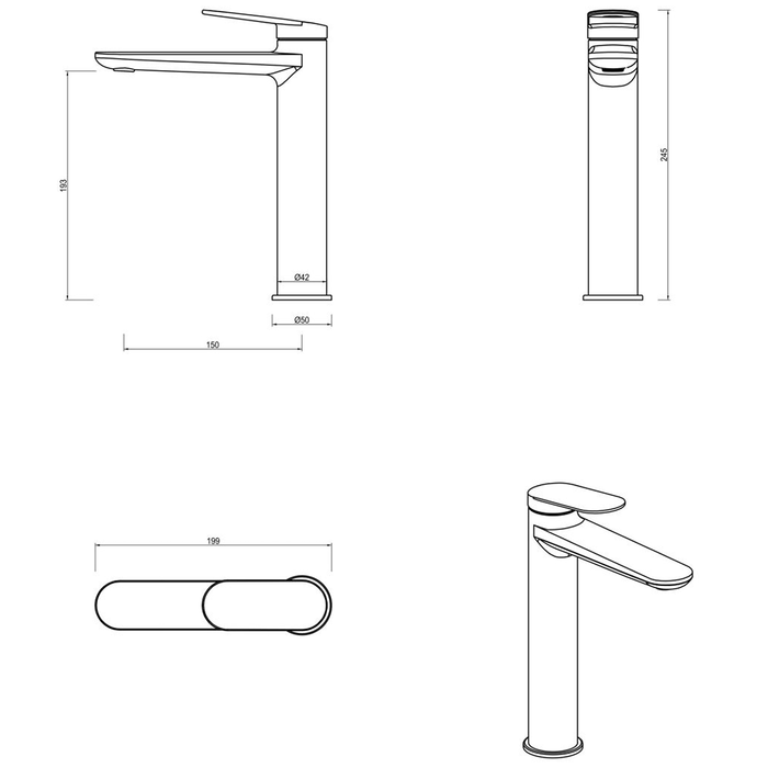 Lantra Gun Metal Tall Basin Mixer