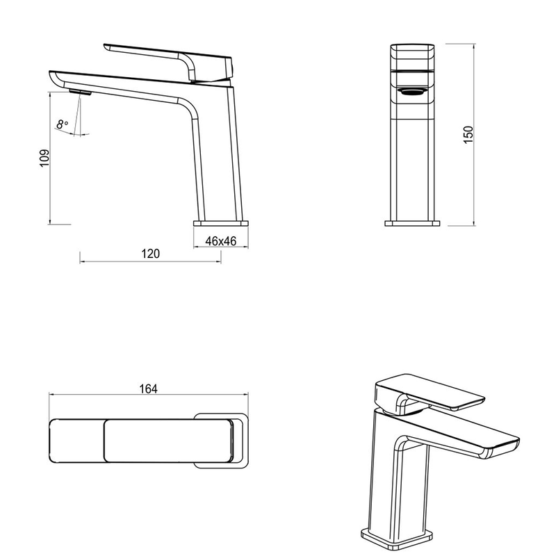 Tiago Brushed Nickel Basin Mixer