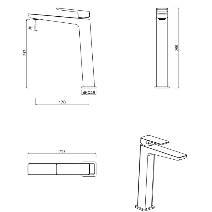 Tiago Brushed Nickel Tall Basin Mixer
