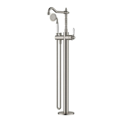 Bordeaux Warm Brushed Nickel Traditional Freestanding Multifunction Bath Spout - Acqua Bathrooms