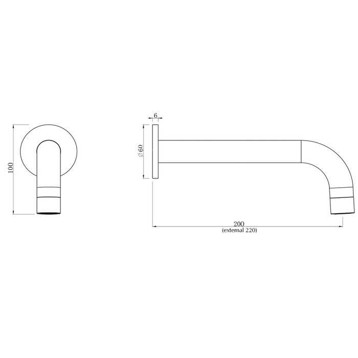 Mica LVB Living Brass Bath/Basin Spout - 220mm - Curved Spout
