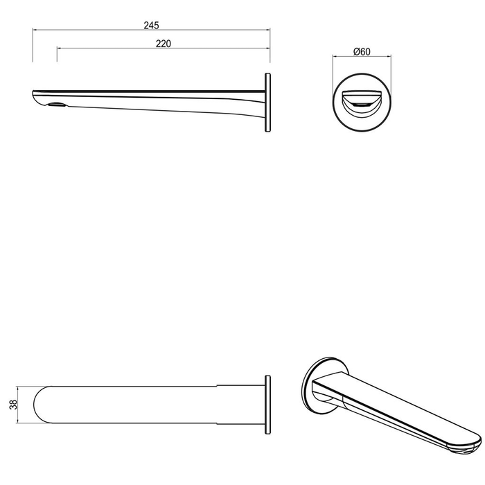 Lantra Matte Black Bath Spout