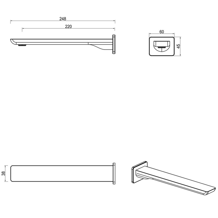Tiago Matte Black Bath Spout