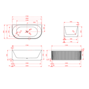 Artemis Fluted 1700mm Matte White Back to Wall Designer Round Freestanding Bath - Acqua Bathrooms