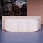 Kelsa Fluted 1700mm Matte White Back to Wall Designer Round Freestanding Bath - Acqua Bathrooms