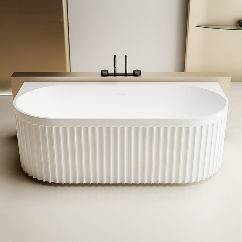 Kelsa Fluted 1700mm Matte White Back to Wall Designer Round Freestanding Bath - Acqua Bathrooms