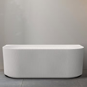 Waverly Ribbed 1700mm Gloss White Back to Wall Freestanding Bath - Acqua Bathrooms