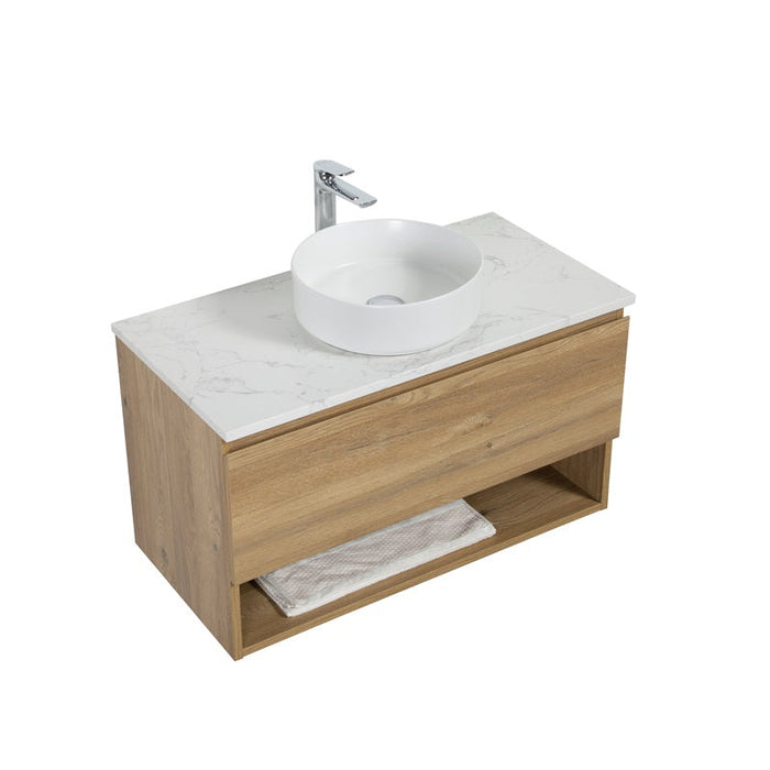 Avia 900 Fine Oak Wall Hung Vanity With Undershelf - Acqua Bathrooms