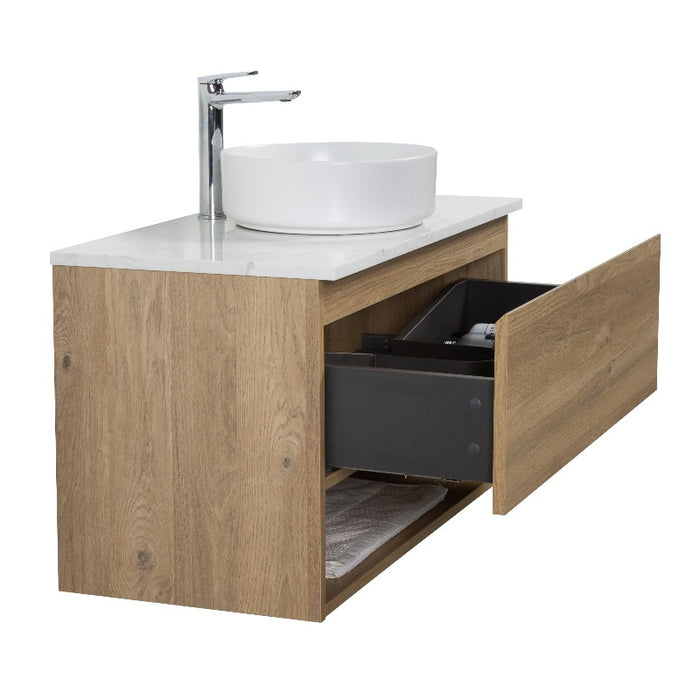 Avia 750 Fine Oak Wall Hung Vanity With Undershelf - Acqua Bathrooms