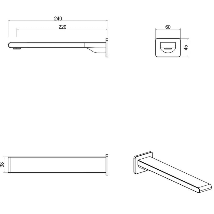 Beki French Gold Bath Spout - Acqua Bathrooms