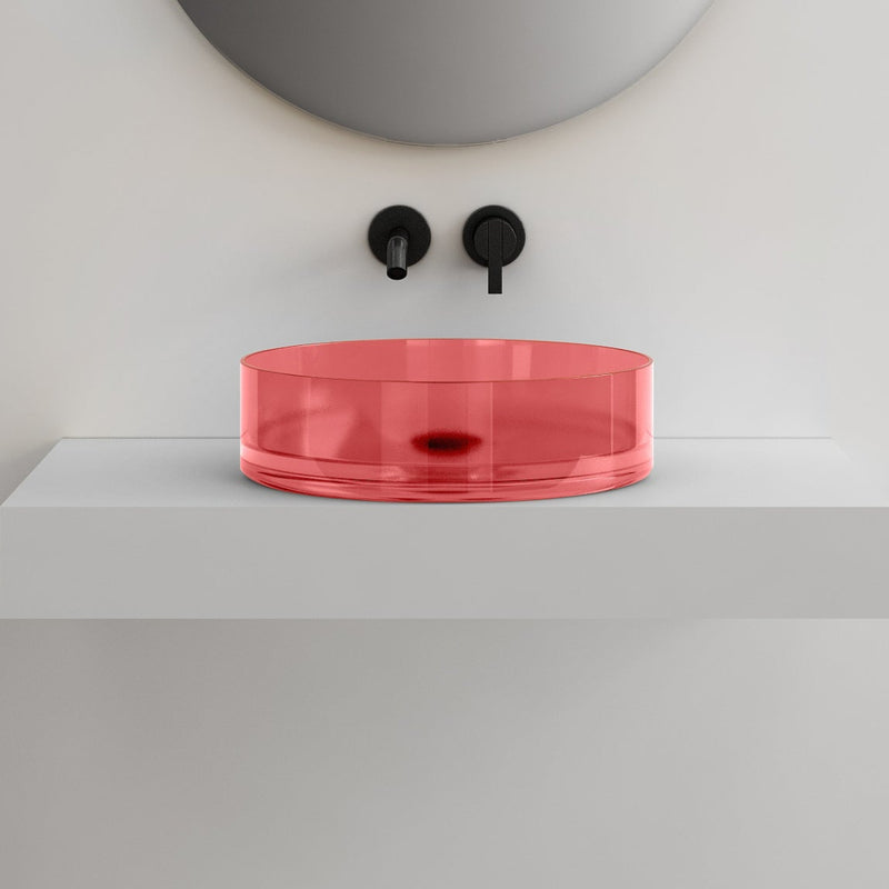 Vetra 360mm Blush Translucent Resin Stone Round Above Counter Basin