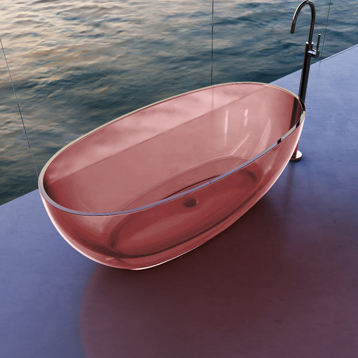 Vetra 1700mm Blush Translucent Resin Stone Freestanding Bath Tub