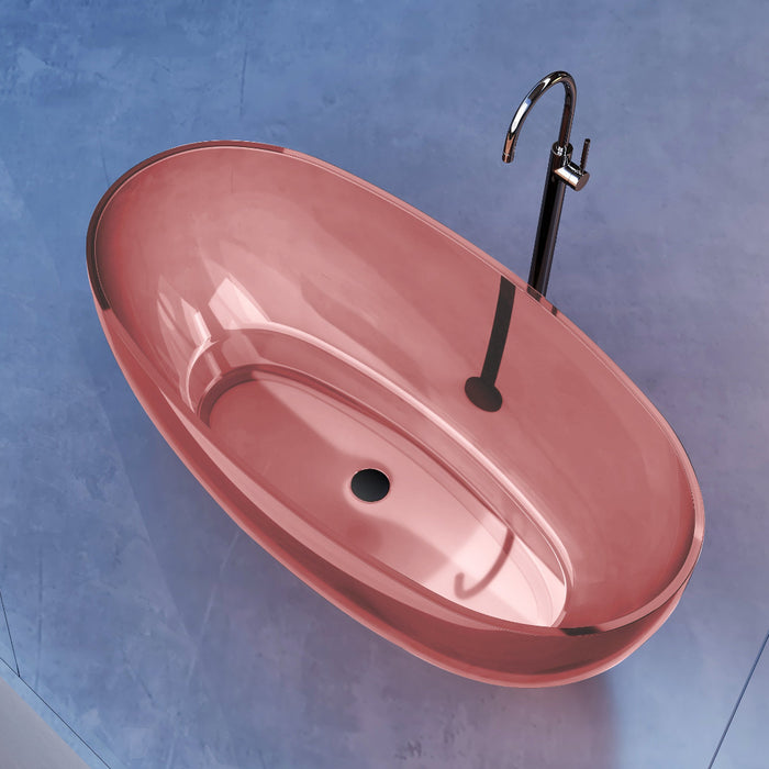 Vetra 1700mm Blush Translucent Resin Stone Freestanding Bath Tub