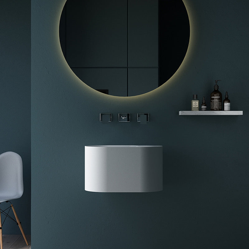 Canto 500mm Solid Surface Stone Wall Hung Basin - Acqua Bathrooms