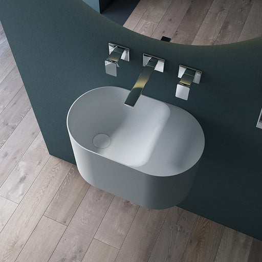 Canto 500mm Solid Surface Stone Wall Hung Basin - Acqua Bathrooms