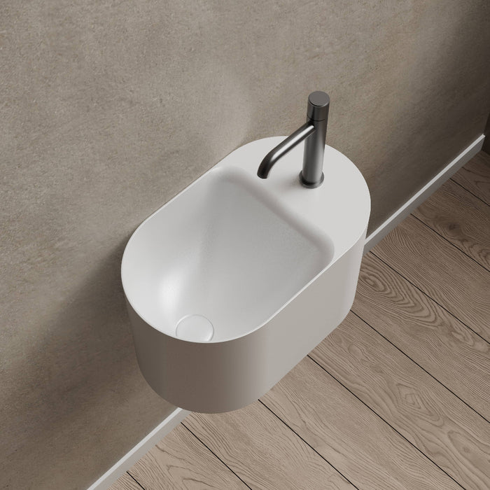 Canto 500mm Solid Surface Stone Wall Hung Basin With Taphole