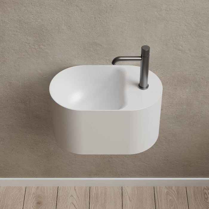 Canto 500mm Solid Surface Stone Wall Hung Basin With Taphole
