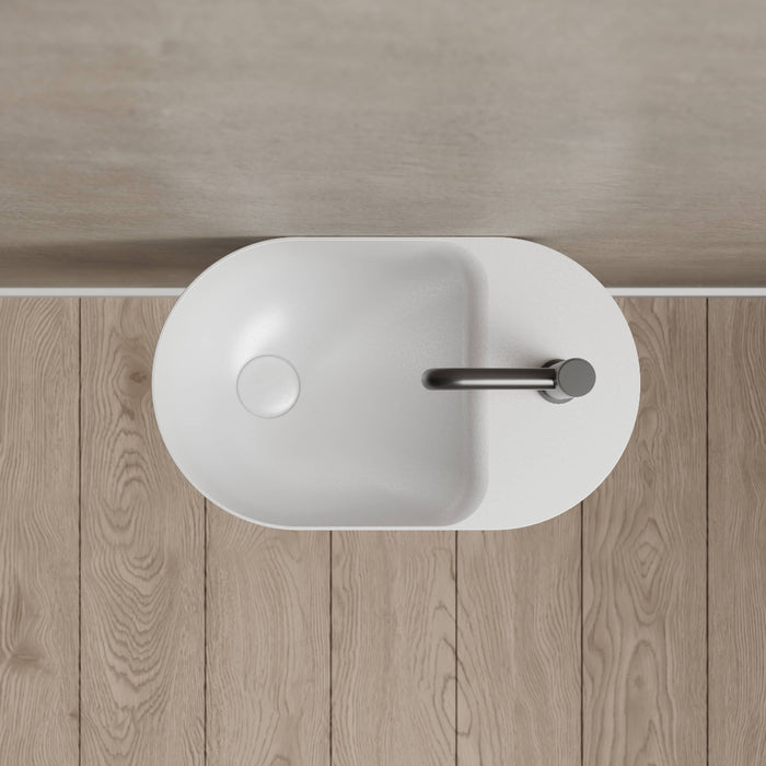 Canto 500mm Solid Surface Stone Wall Hung Basin With Taphole
