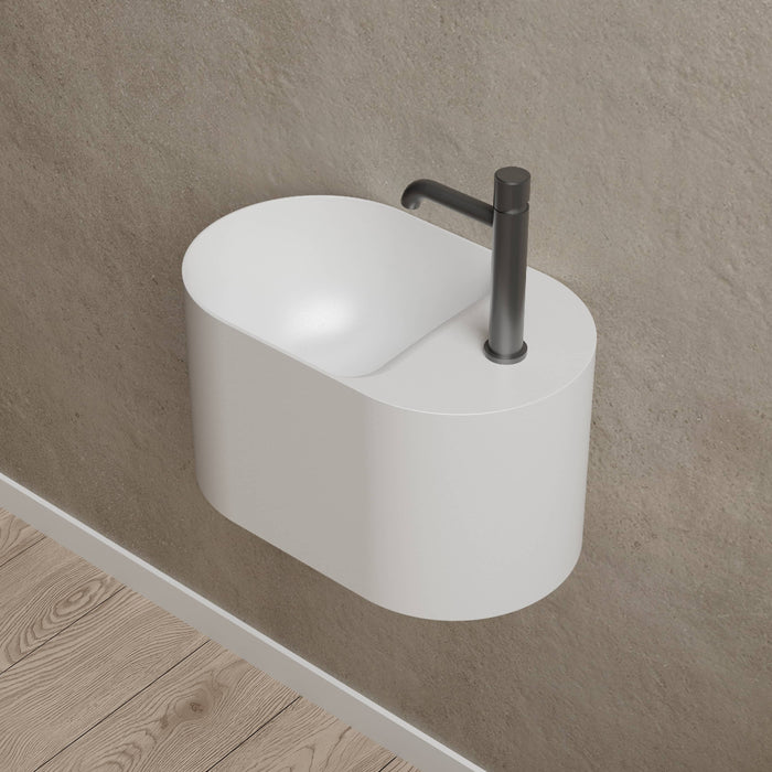 Canto 500mm Solid Surface Stone Wall Hung Basin With Taphole