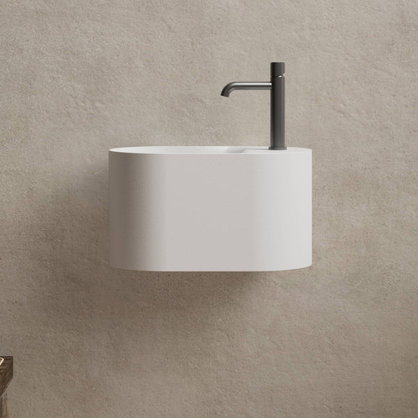 Canto 500mm Solid Surface Stone Wall Hung Basin With Taphole