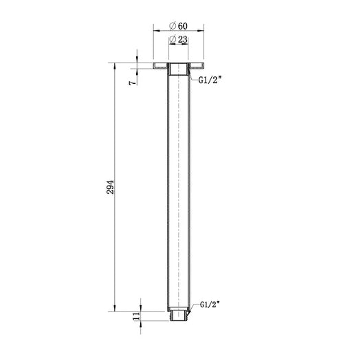 Star Mini Matte Black Round Ceiling Arm - Acqua Bathrooms
