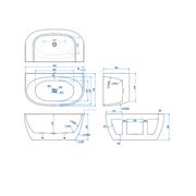 Delta 1300mm Matte White Back to Wall Oval Freestanding Bath Tub - Acqua Bathrooms