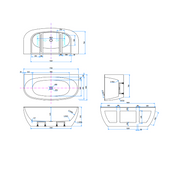 Delta 1700mm Matte White Back to Wall Oval Freestanding Bath Tub - Acqua Bathrooms