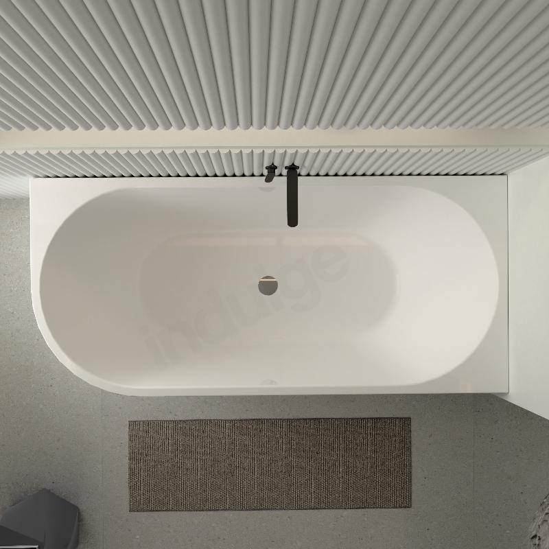 Cascade 1700mm Matte White Right Corner Fit Freestanding Bath Tub - Acqua Bathrooms