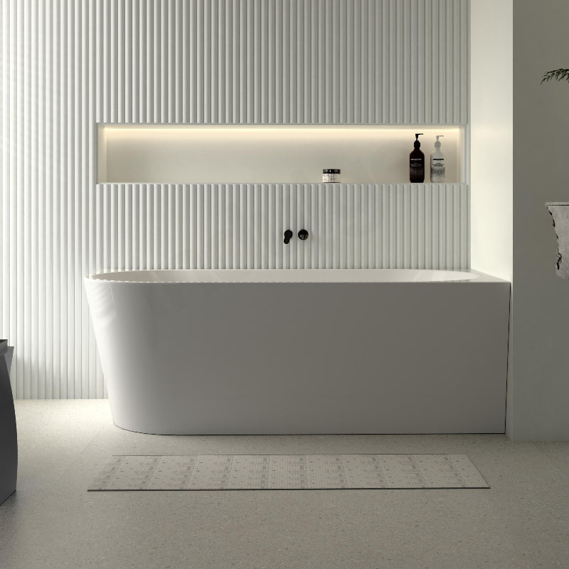 Cascade 1700mm Matte White Right Corner Fit Freestanding Bath Tub - Acqua Bathrooms