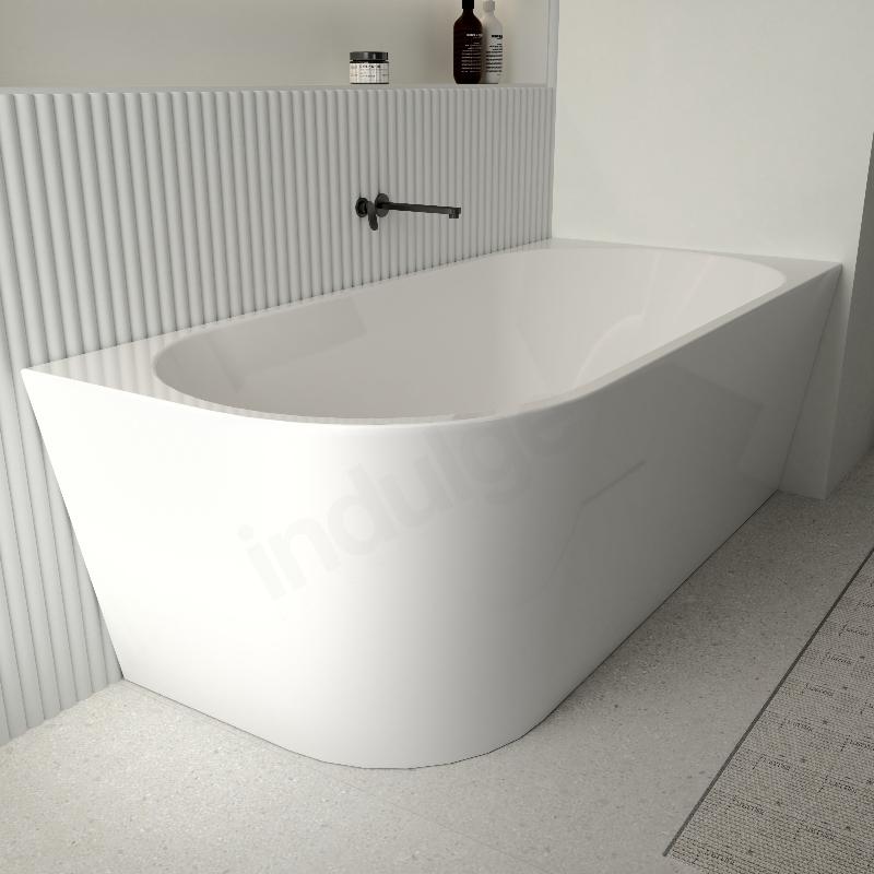 Cascade 1700mm Matte White Right Corner Fit Freestanding Bath Tub - Acqua Bathrooms