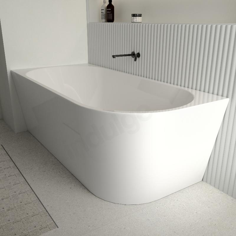 Cascade 1700mm Matte White Left Corner Fit Freestanding Bath Tub - Acqua Bathrooms