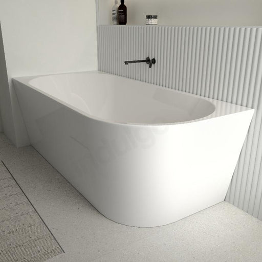 Cascade 1700mm Matte White Left Corner Fit Freestanding Bath Tub - Acqua Bathrooms