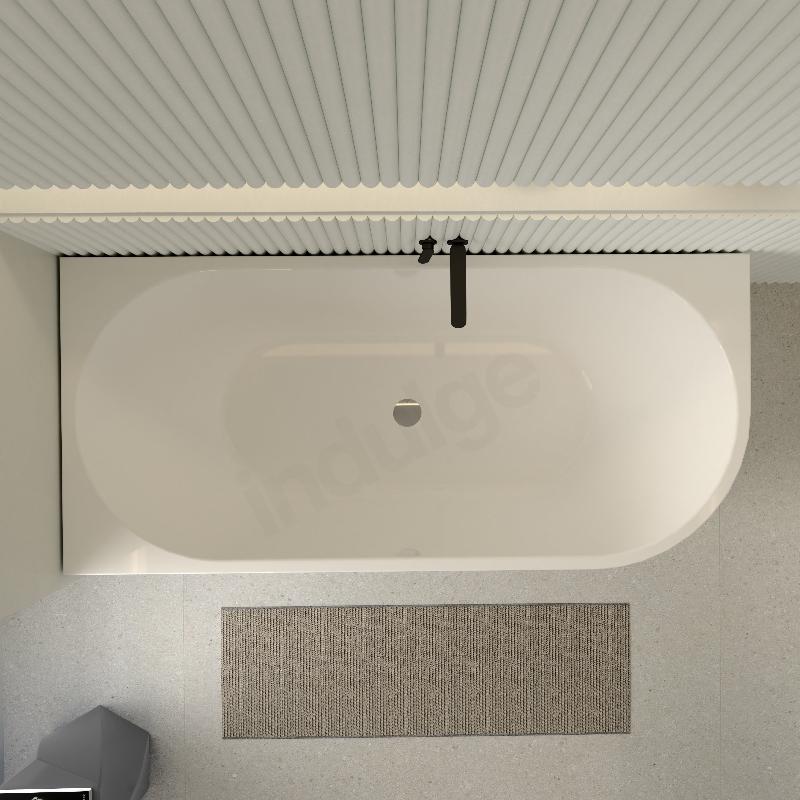 Cascade 1700mm Matte White Left Corner Fit Freestanding Bath Tub - Acqua Bathrooms