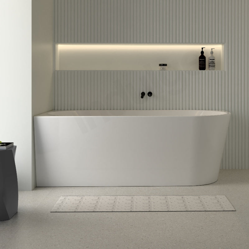 Cascade 1700mm Matte White Left Corner Fit Freestanding Bath Tub - Acqua Bathrooms