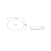 Cassa 500 Matte White Oval Above Counter Basin dimensions