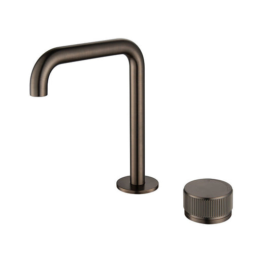 Mica Dusk Bronze Fluted Soft-Square Hob Basin Mixer Set - Acqua Bathrooms