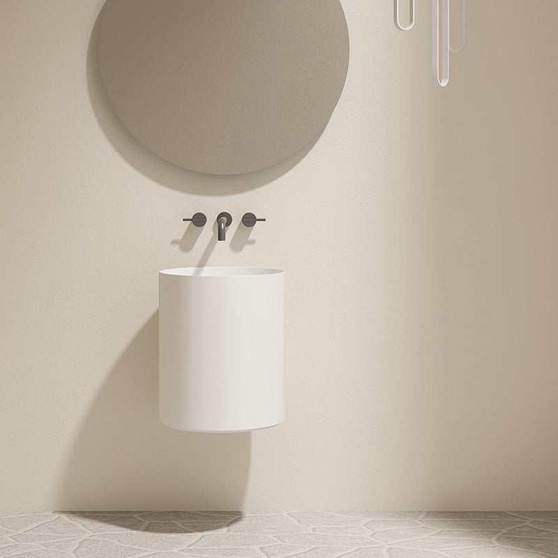 Circo 420mm Solid Surface Stone Wall Hung Basin