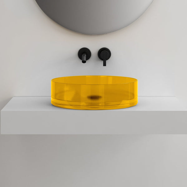 Vetra 360mm Citrine Translucent Resin Stone Round Above Counter Basin