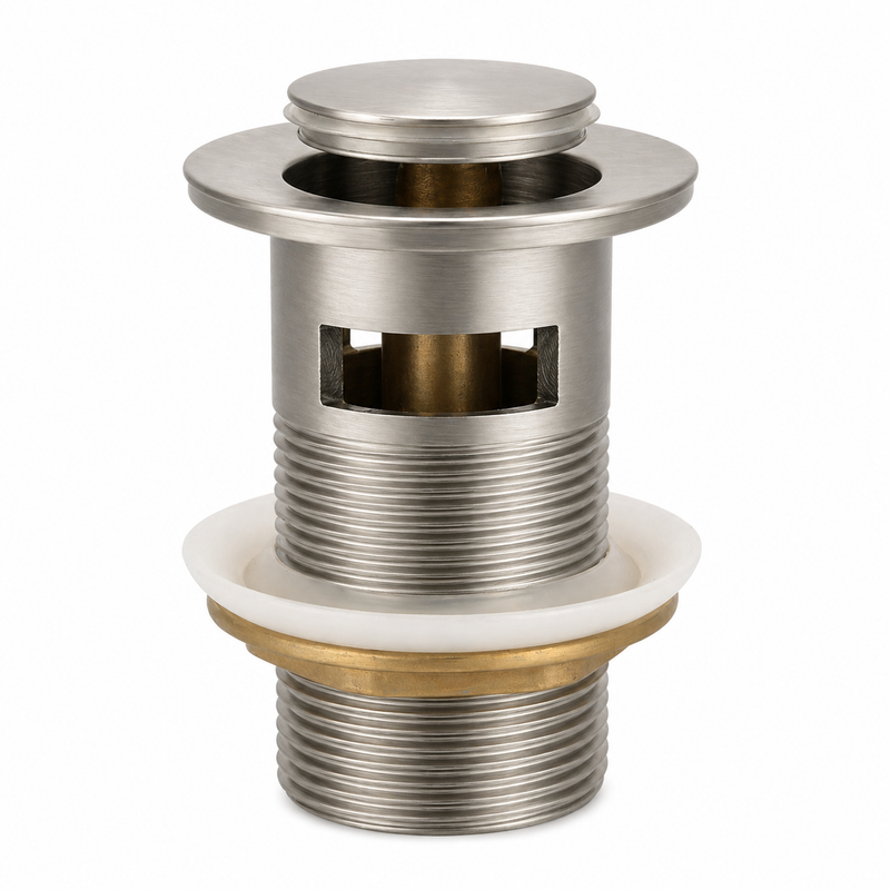 Brushed Nickel 32mm Overflow Basin Pop Up Waste