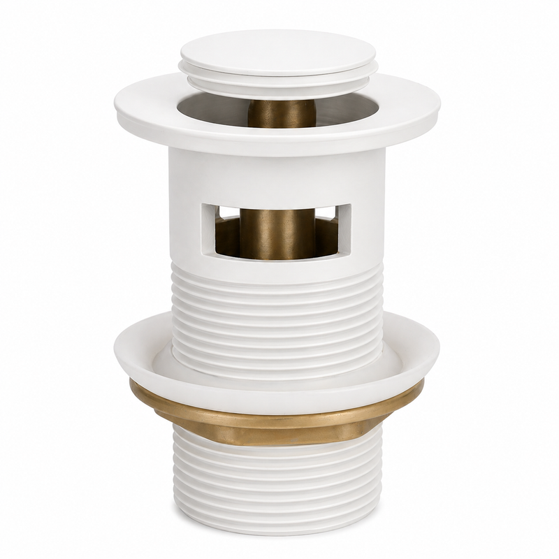 Matte White 32mm Overflow Basin Pop Up Waste