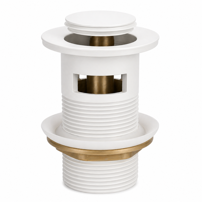 Matte White 32mm Overflow Basin Pop Up Waste