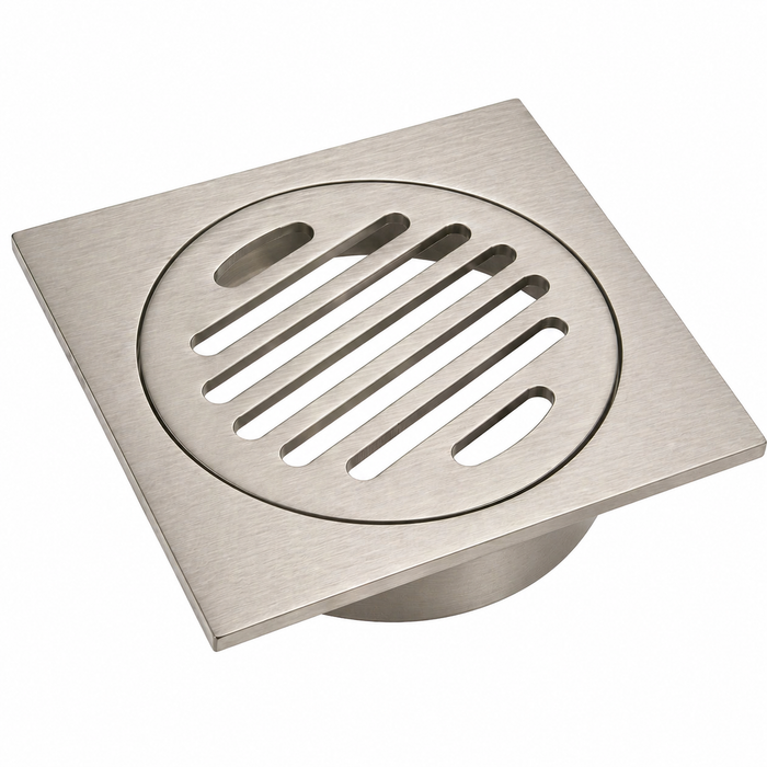Brushed Nickel 110mm Slim Floor Waste